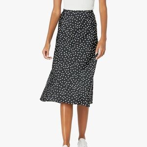 The Drop Maya Silky Slip Skirt Black & White Polka Dot
